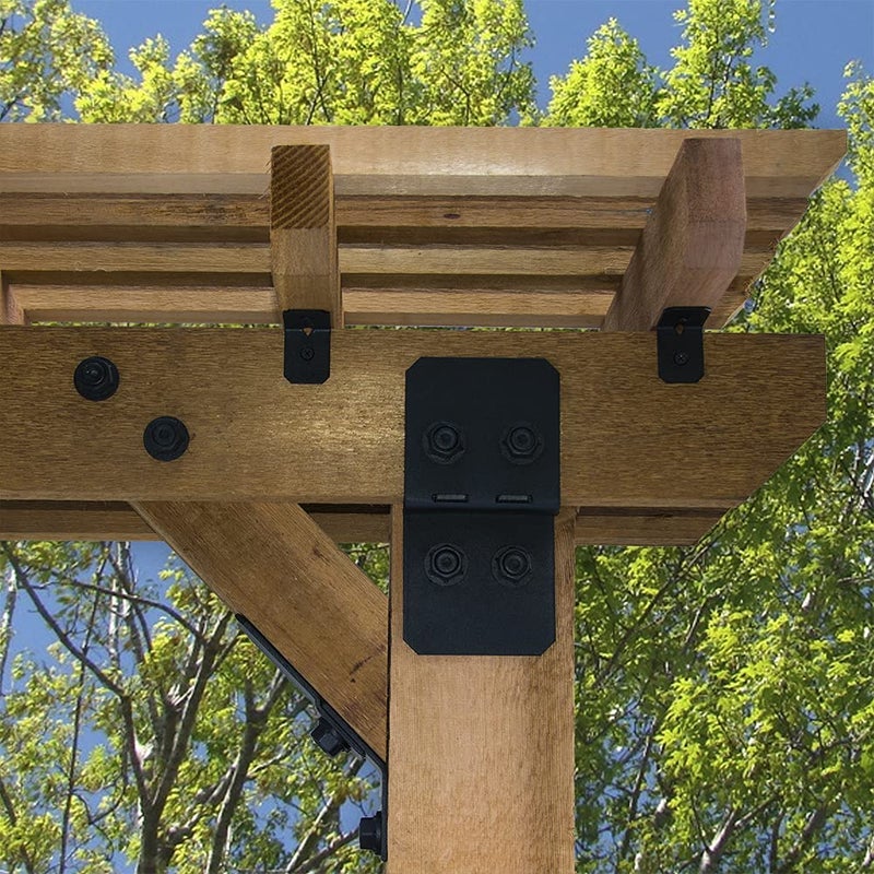 OZCO Ironwood 6" Post to Beam Flush Connector Heavy Duty Black Powder-Coated Steel Bracket for Wood Posts, Outdoor Beam Braces, Corner Brackets, Flush Brackets for Wood and Aluminum, 2-Pack, 51735 - Image 2